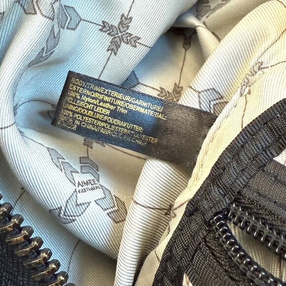 Aimee Kestenberg Nylon Leather Zip Up Backpack Shoulder Bag Beige Black Cheetah - Picture 8 of 11